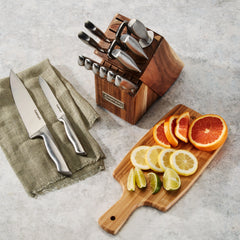 15pc Elite Series Stainless Steel Block Set with Acacia Block