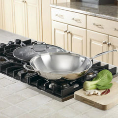 Chef's Classic™ Stainless 14" Stir-Fry Pan with Helper Handle & Glass Cover
